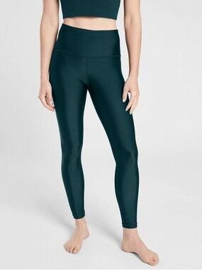Athleta elation sheen 7/8 Deep Teal High-Waist Leggings